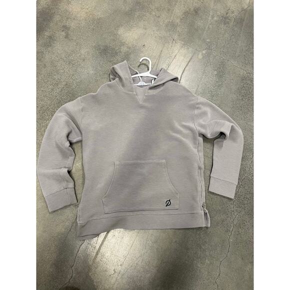 Peloton Hoodie Womens Medium Gray Rib Side Zip Logo Athletic Outdoor Running - Picture 1 of 4